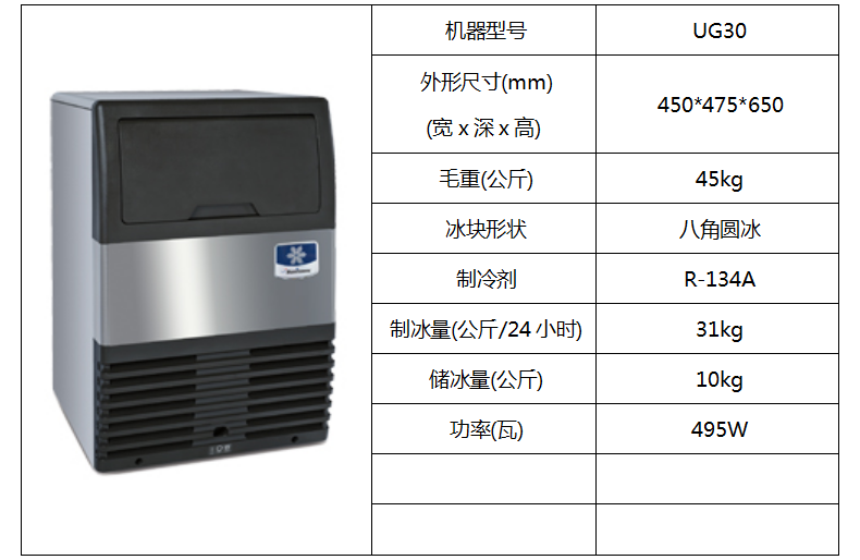 萬(wàn)利多噴淋式柜臺(tái)制冰機(jī)UG30