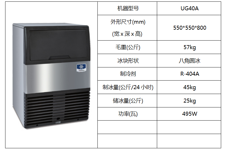 萬(wàn)利多噴淋式柜臺(tái)制冰機(jī)UG40A